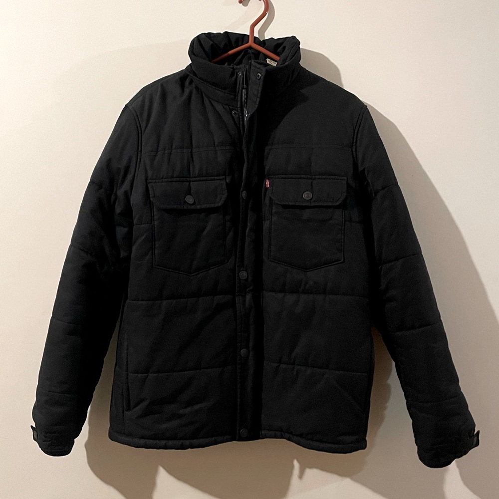 Levi's Men's Black Puffer Suede Jacket Gem